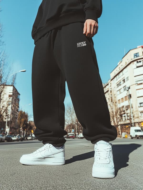 Lucky Dice LD Classic Herre Baggy Joggingbukser Sort M