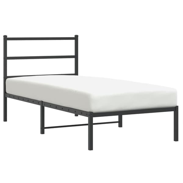 vidaXL metalsengestel med hovedgærde sort 90x200 cm