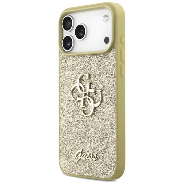 Guess Fixed Glitter Big 4G cover til iPhone 17 Pro Max guld
