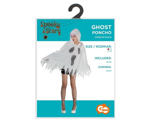 Ghost Poncho til voksne størrelse S