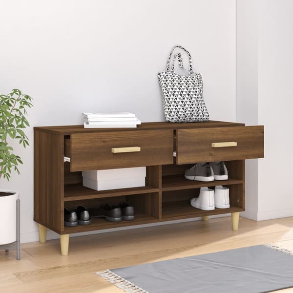 vidaXL skoskab brunt egetræ 102x35x55 cm