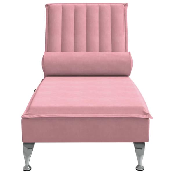 vidaXL Massageschäslong med rullstol, rosa, sammet