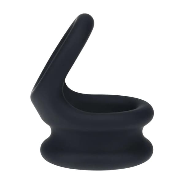 Bred Dobbelt O Silikone Penisring - L - Sort