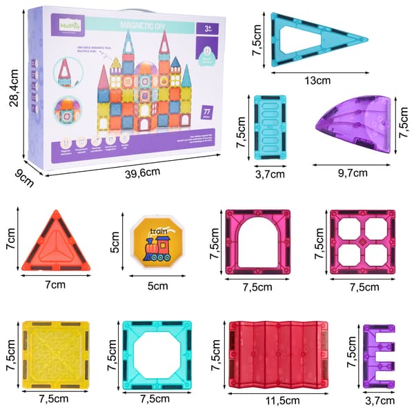 3D Magnetiska Byggklossar Pedagogiska 77 bitar