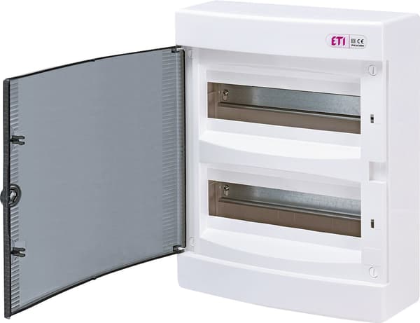 Påbygget fordelingstavle 24 moduler IP40 transparent dør ECT24PT-s