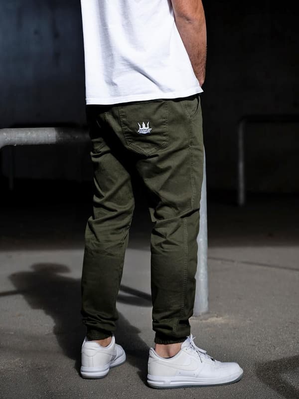 Jigga Crown Stretch Joggingbyxor Olivgrön/Vit M