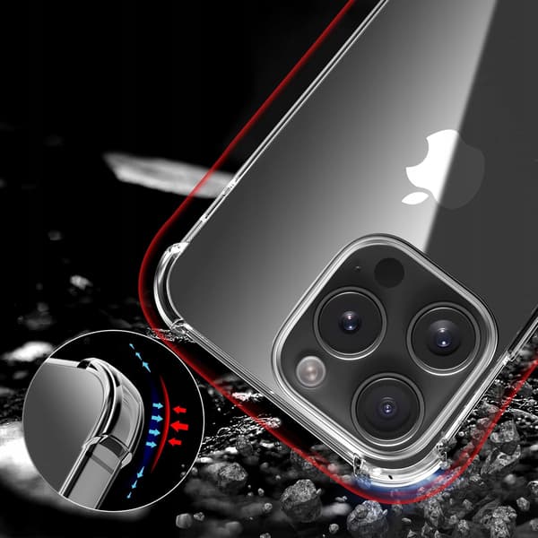 Etui til iPhone 15 Pro Max STØDBAR CLEAR Etui PLECKI + 9H Glas