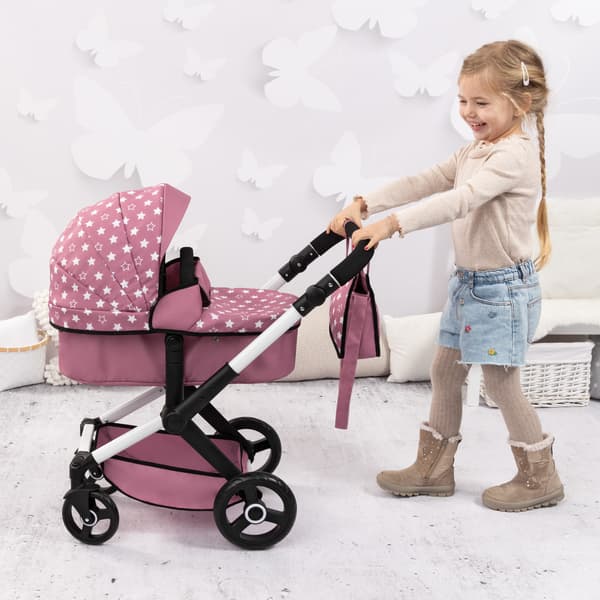 Bayer Design Xeo 2 i 1 dockvagn rosa 17076AB
