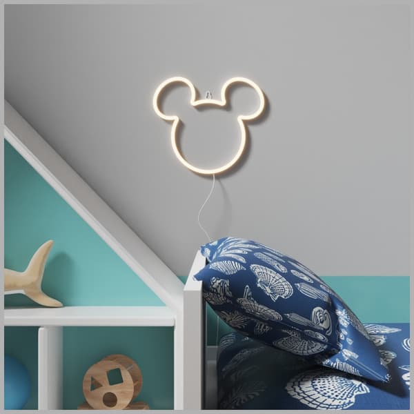Minimalistisk LED neonskilt formet som Disney Mini Mickey Ears