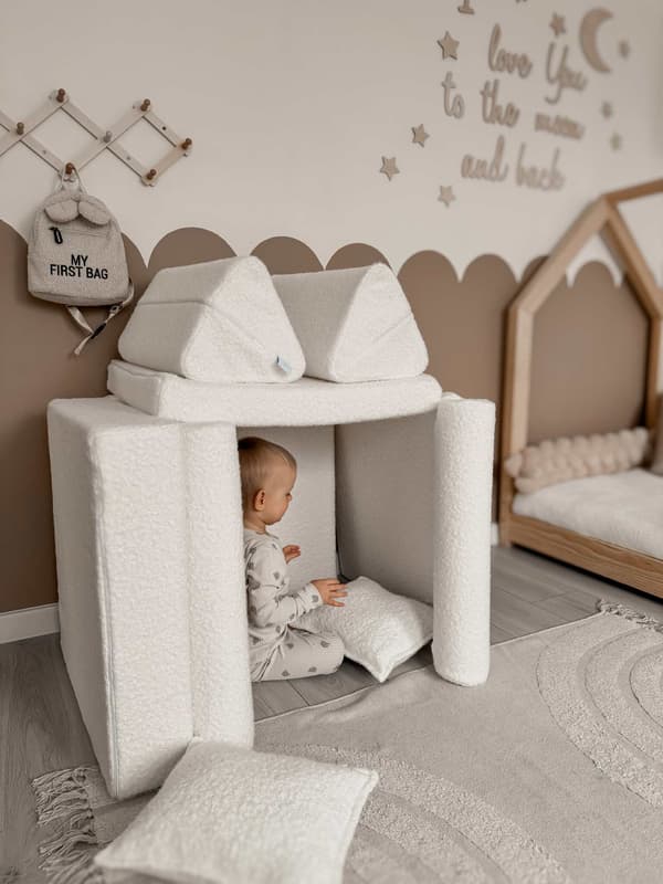 Montessori Comfort Bouclé Mini Leksoffa Vit