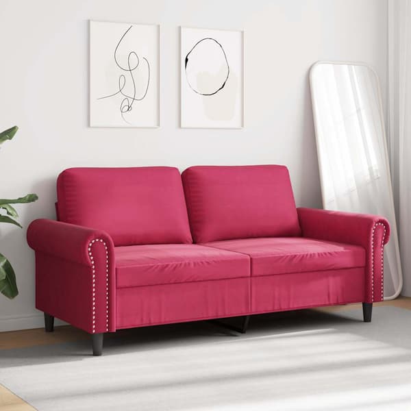 vidaXL 2-sitssoffa vinröd 140 cm klädd i sammet