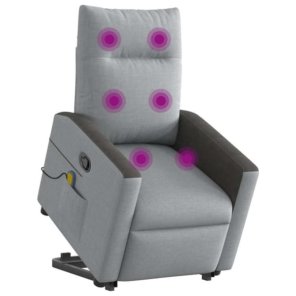 vidaXL Lyftbar massagefåtölj ljusgrå tyg