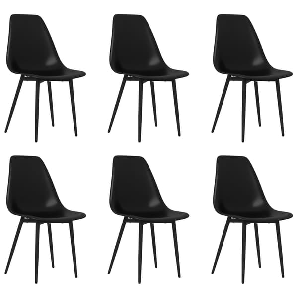 vidaXL Matstolar, set om 6, svart, PP