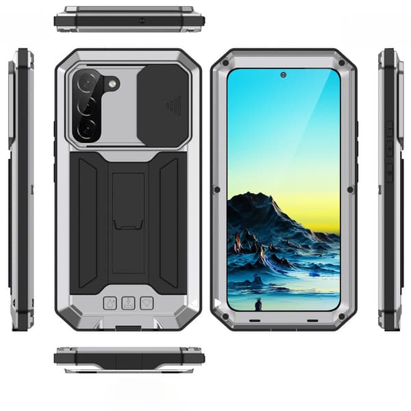 Pansret cover til Samsung Galaxy S22, R-JUST CamShield Slide, sølv