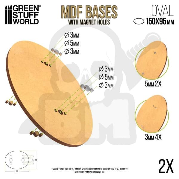 GSTU532127 MDF Oval Bas 150x95mm Förpackning x2