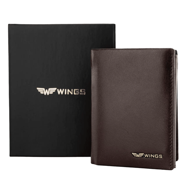 WINGS Miesten Aito Nahkalompakko Ruskea