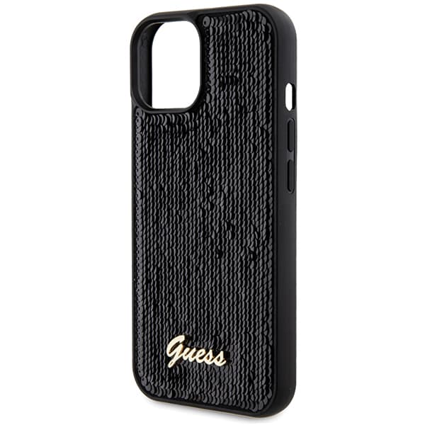 Guess Sequin Script Metal-skal till iPhone 14, svart