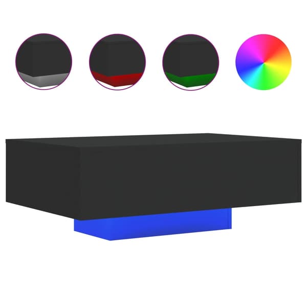 vidaXL Soffbord med LED-belysning, svart, 85x55x31 cm