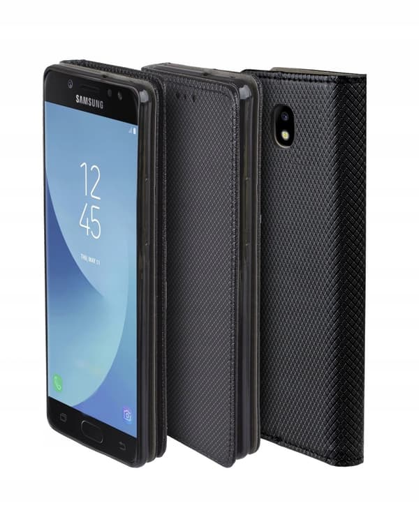 Etui til SAMSUNG GALAXY J7 2017 LUKKET SMART MAGNETETUIL SORT + GLAS