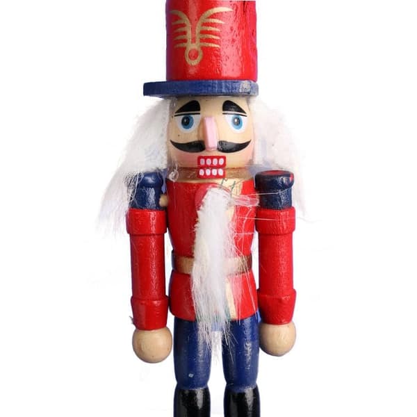 Træ nøddeknaekkerfigur julepynt rød 12,5 cm nr. 2