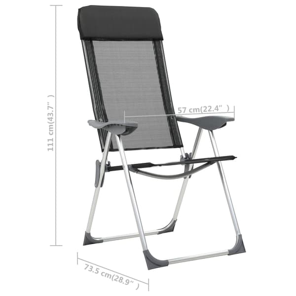 vidaXL foldbare campingstole, sæt med 4, sort, aluminium