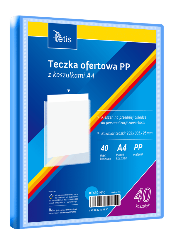 PP præsentationsmappe, 40 lommer, A4, blå
