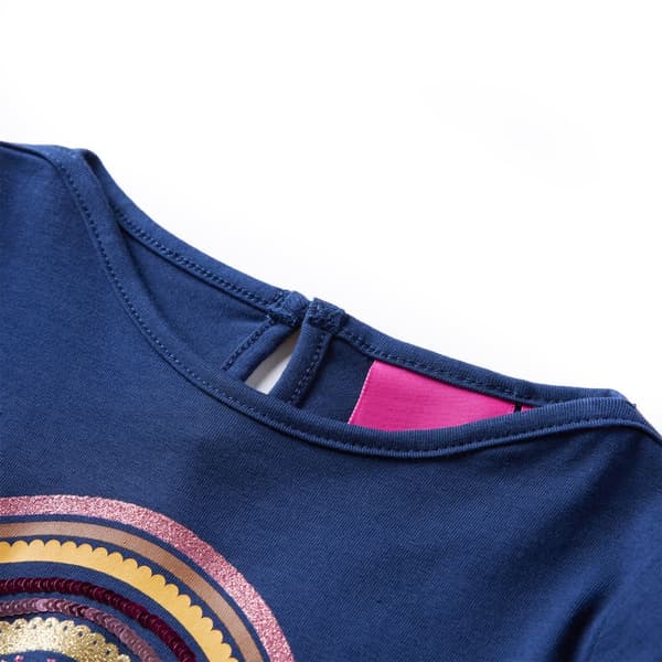 Barn långärmad T-shirt, marinblå, 128