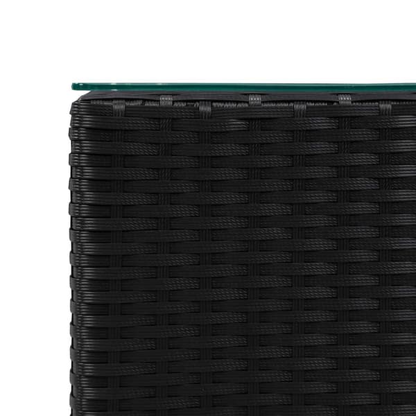 vidaXL sideborde, sæt med 3, glasplader, sort, polyrattan