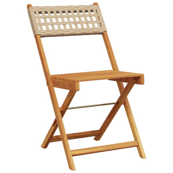 vidaXL foldbare havestole, sæt med 4, beige polyrattan og træ