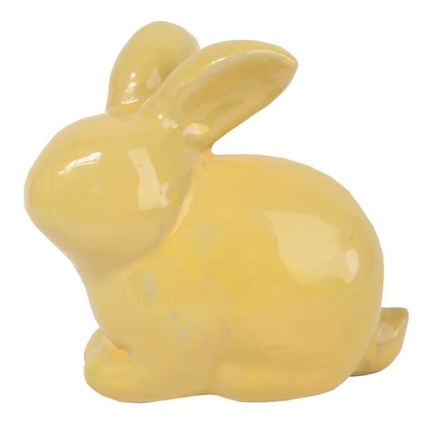KERAMISK HAREFIGUR 20 CM GUL