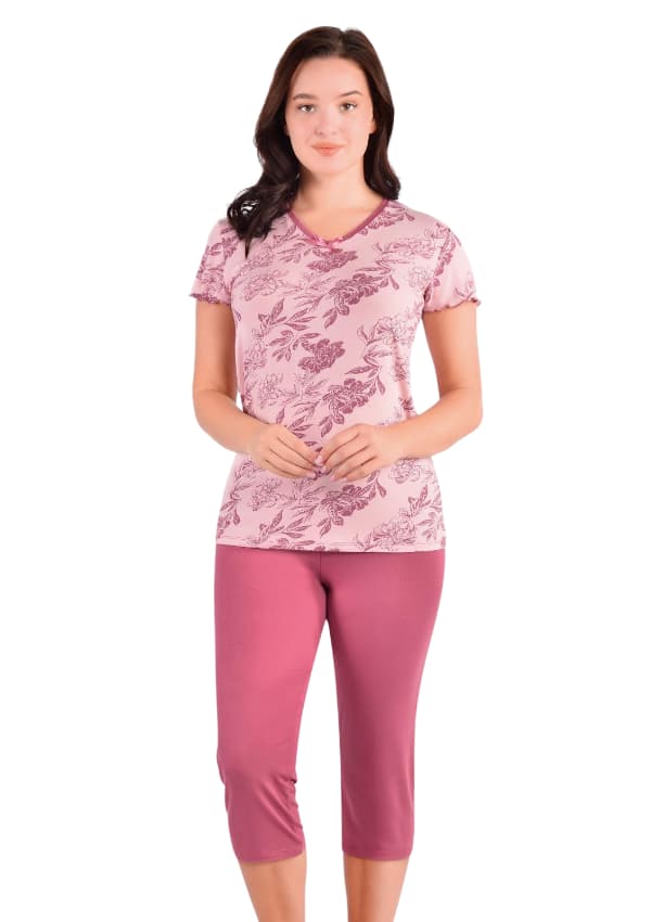 Dame viskose pyjamas 2XL korte ærmer flot til sommer kort løs elastik