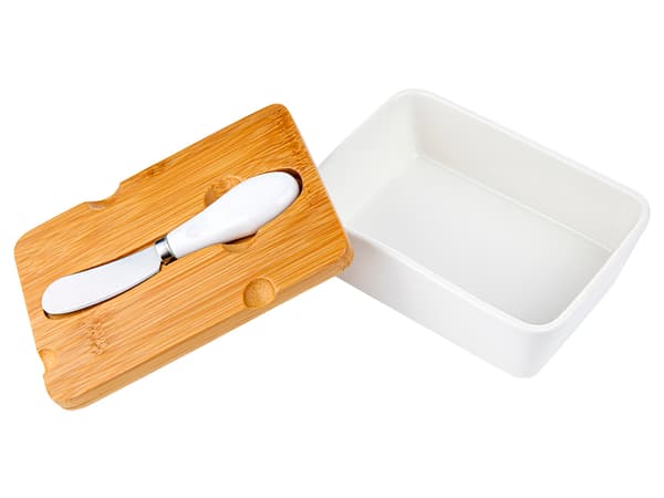ADRIA SMØRFAT MED LÅG OG KNIV 3 ELEMENTER
