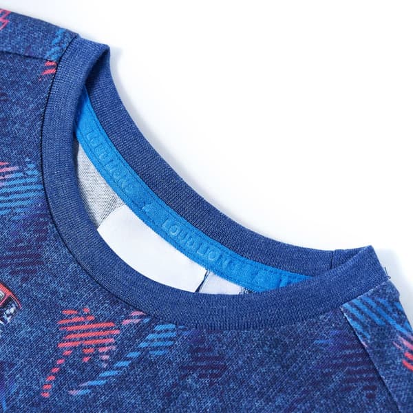 Barn-T-shirt, mörkblå melerad, 104