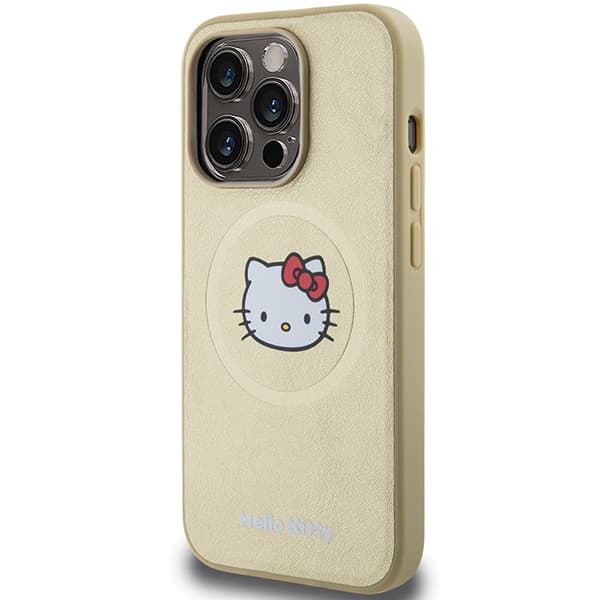 Hello Kitty Læder Kitty Hoved MagSafe Etui til iPhone 13 Pro / 13, Guld