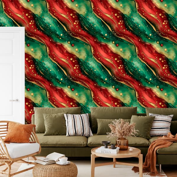 Mustetapetti Punainen, vihreä ja pullonvihreä 50x1000 cm