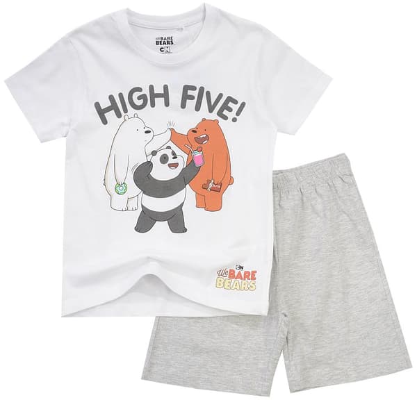 POJKPYJAMAS BETWEEN US BEARS bomull KORT ÄRMAD vit 146 D013L