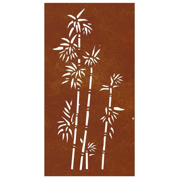 vidaXL Puutarhan seinäkoriste, 105x55 cm, Corten-teräs, bambu