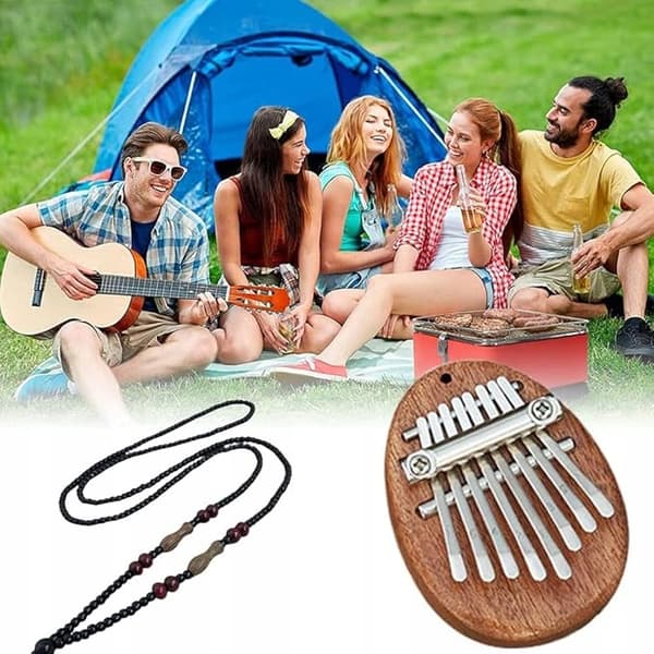 Mini kalimba, tumpiano, 8 tangenter, med flätad sträng