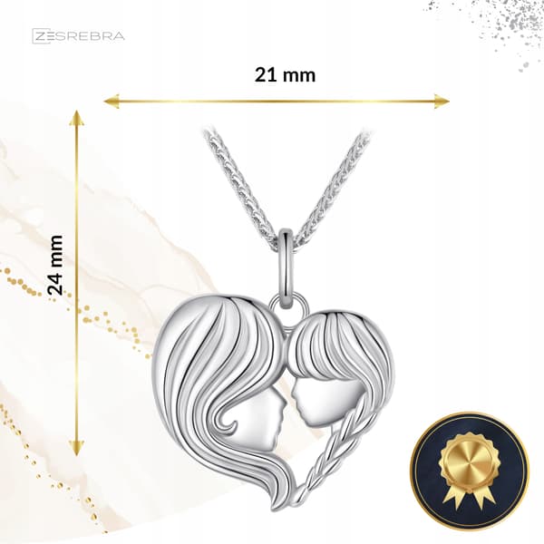 Silverkedja halsband silver pr 925 mor dotter kärlekshänge