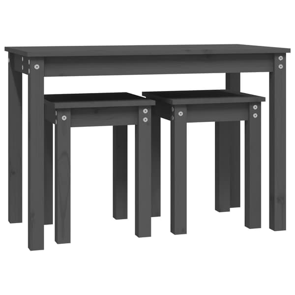 vidaXL 3-pack slitsbord, grå, massivt furuträ