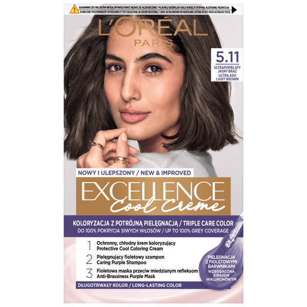 Loreal Excellence Cool Creme hårfarve - 5.11 Ultra Ash Light Brown 192ml