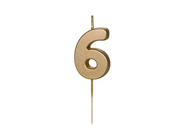 Fødselsdagslys 6 stk. guld 4,5 cm