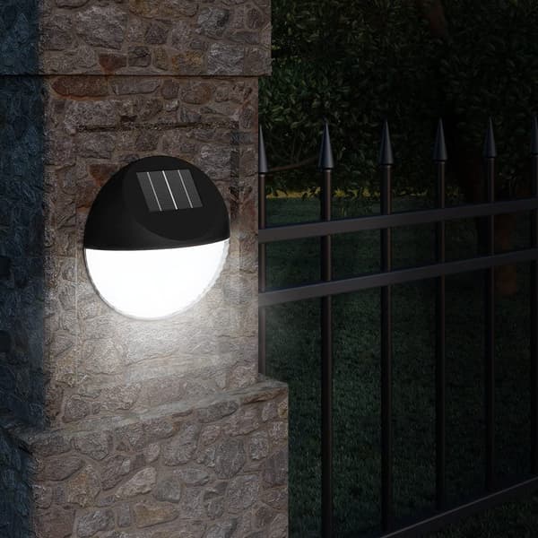 SOL0694 SOLAR LAMPE VÆGLAMPE 2 LED HAVE SORT FLOODLIGHT TIL VÆGFACADE