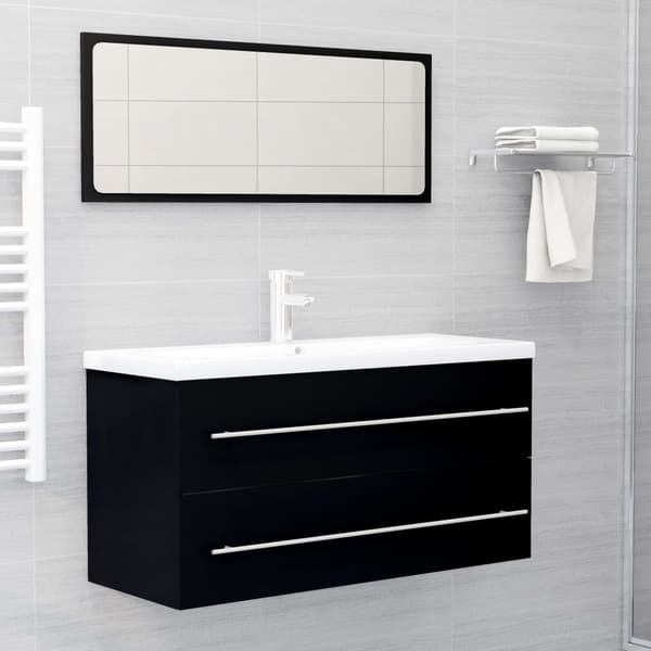 vidaXL håndvaskskab sort 100 x 38,5 x 48 cm spånplade