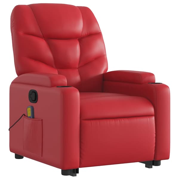 vidaXL Lyftbar massagefåtölj, röd, konstläder