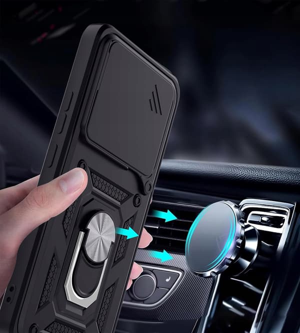 Etui til Xiaomi Redmi Note 14 5G ARMOR SLIDE RING + 9H GLAS