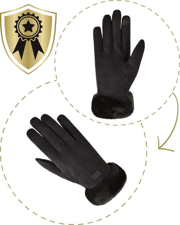 R0067_BLACK - Damehandsker med pels
