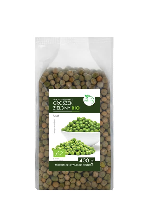 Hela ekologiska gröna ärtor 400 g