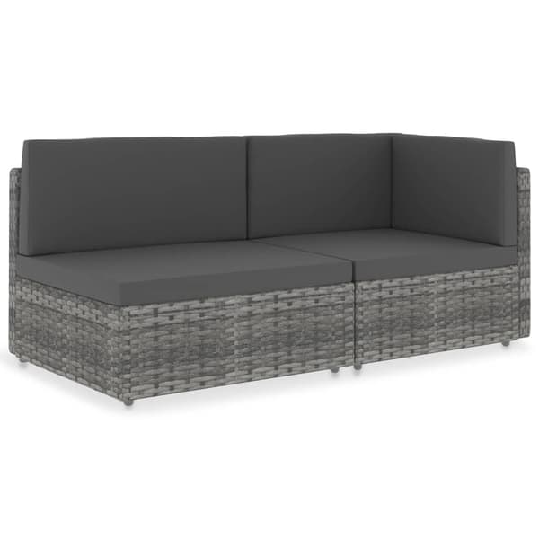 vidaXL 2-istuttava modulaarinen sohva, PE-rottinki, harmaa