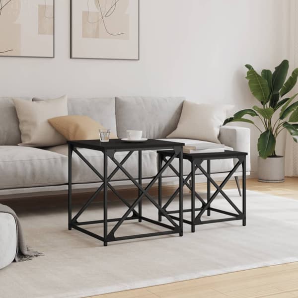 vidaXL Soffbord, 2-delade, svarta